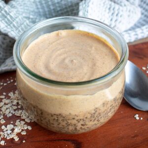 Overhead picture of pumpkin cream cold brew overnight oats.