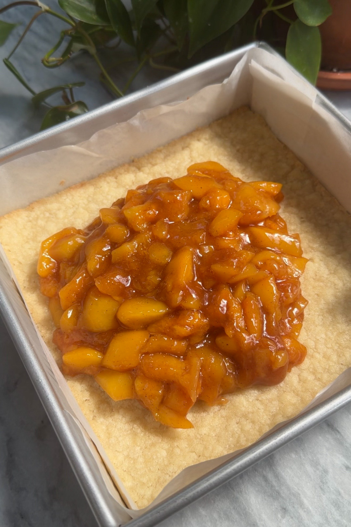 How to make peach crumb bars, step 3.