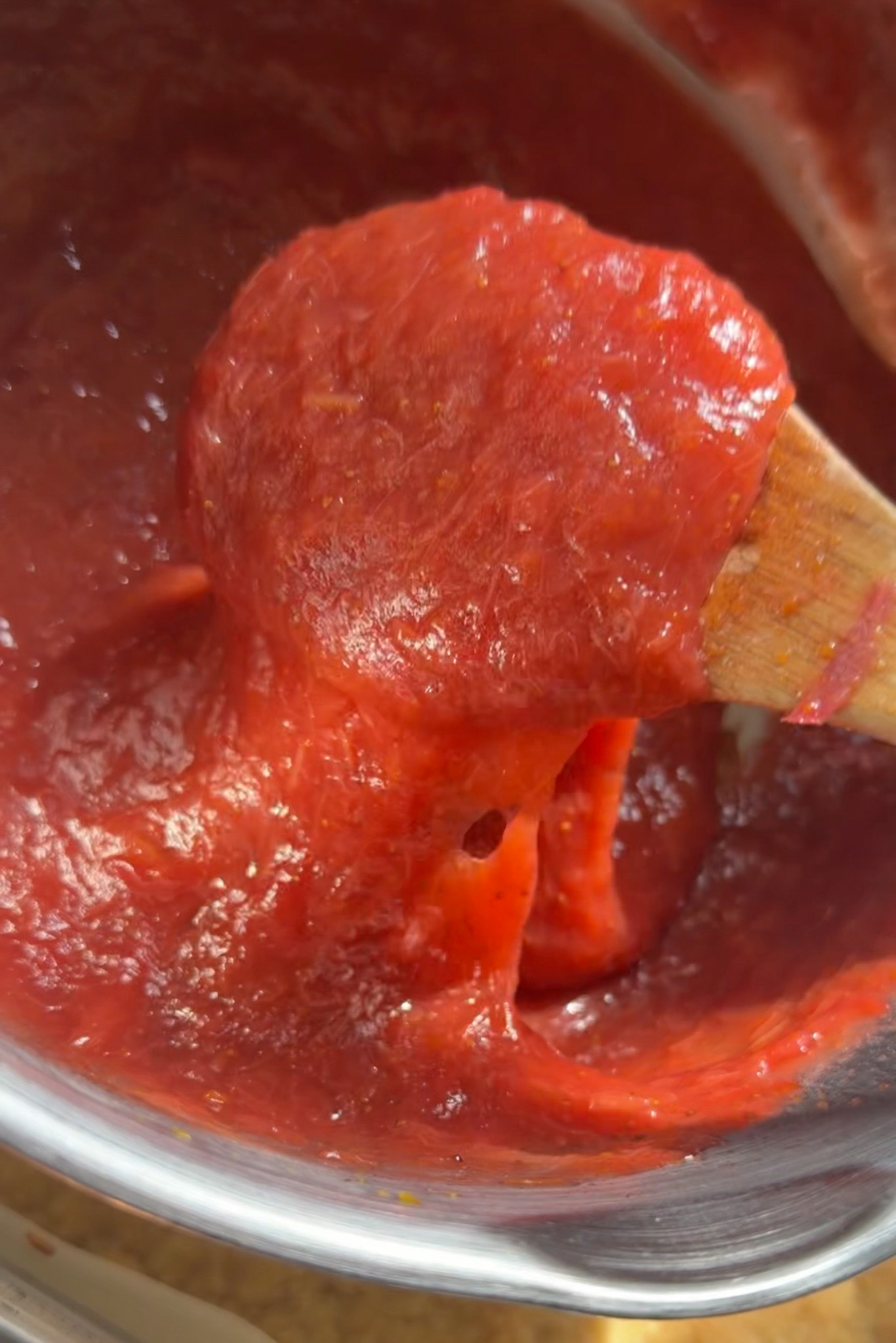 Step 1 of the instructions for Strawberry rhubarb filling in a sauce pan for strawberry rhubarb crumb bars. 